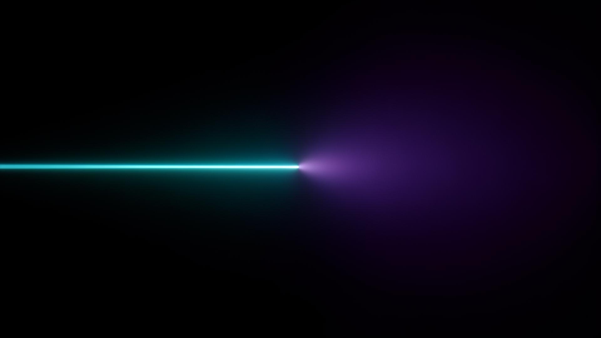 Minimal cinematic beam of cyan light